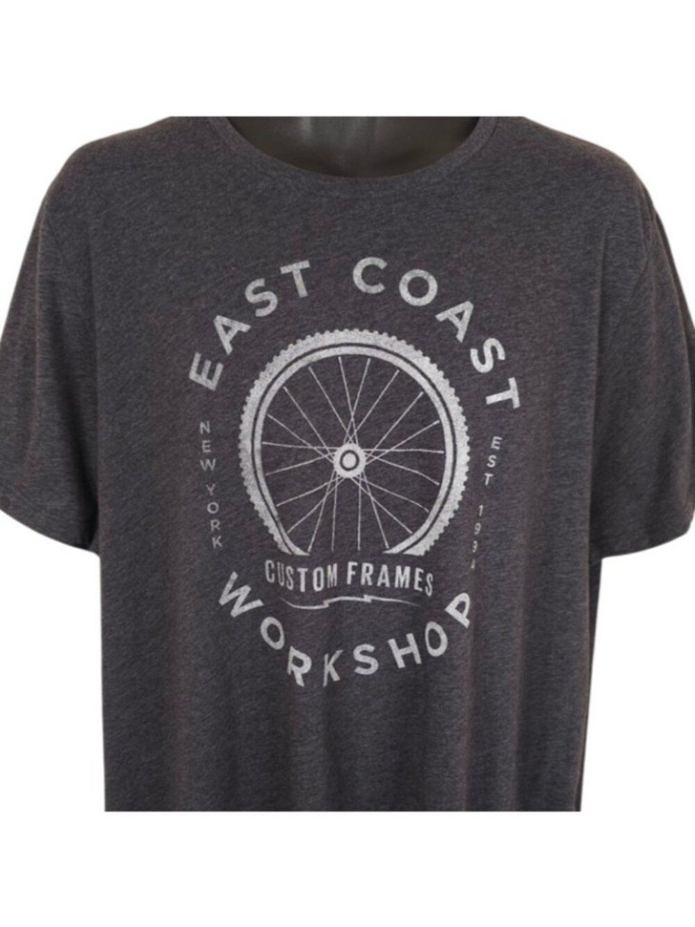 Cycling T Shirt Mens Size 2XL Gray East Coast Workshop Custom Frames Bicycle